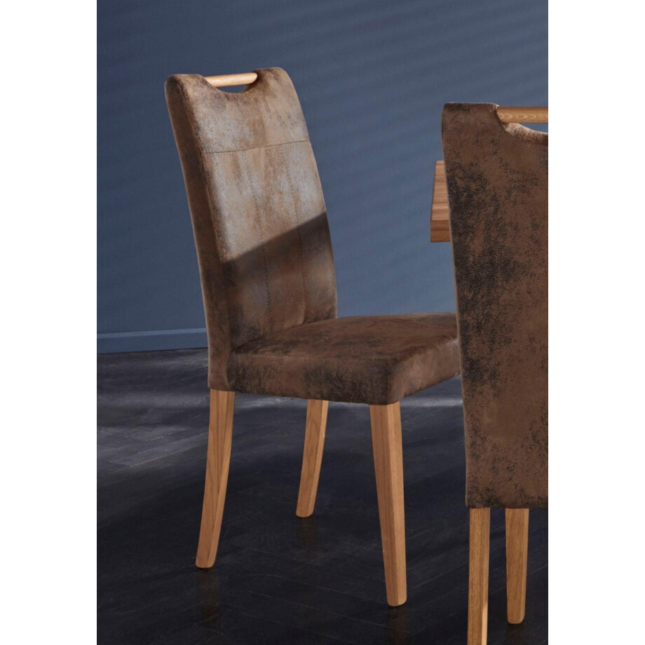 Home affaire Eetkamerstoel Roberta gestoffeerde stoel, massief eiken frame (set, 2 stuks) afbeelding 1