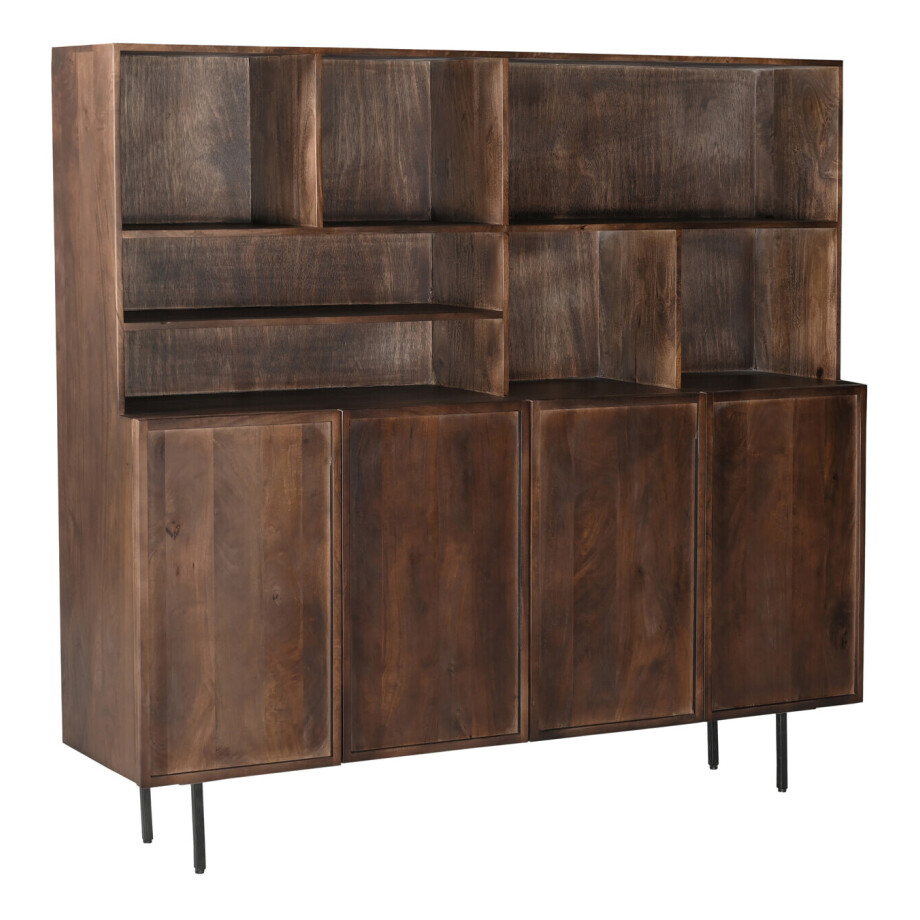 Livingfurn Wandkast 'Elan Brown' Mangohout, 180cm Livingfurn Wandkast 'Elan Brown' Mangohout, 180cm afbeelding
