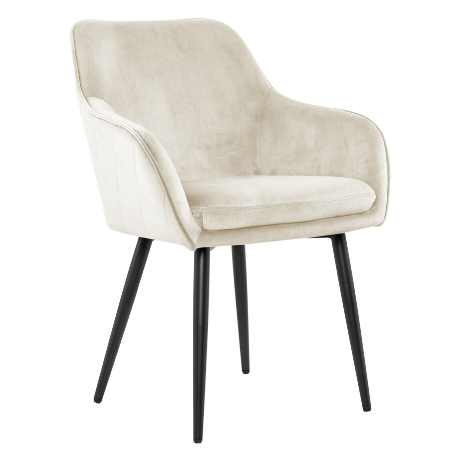 Artistiq Eetkamerstoel 'Juna' Velvet, kleur beige Artistiq Eetkamerstoel 'Juna' Velvet, kleur beige afbeelding 1
