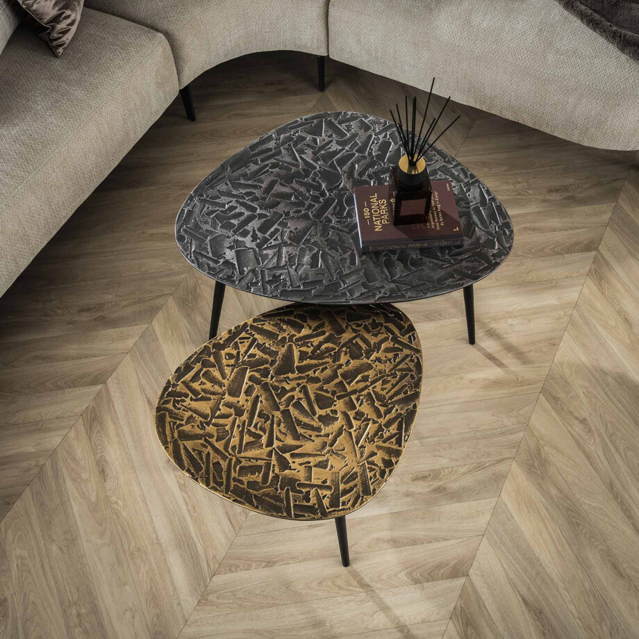 LifestyleFurn Organische Salontafel 'Renée' Driehoekig, Set van 2 stuks afbeelding 1