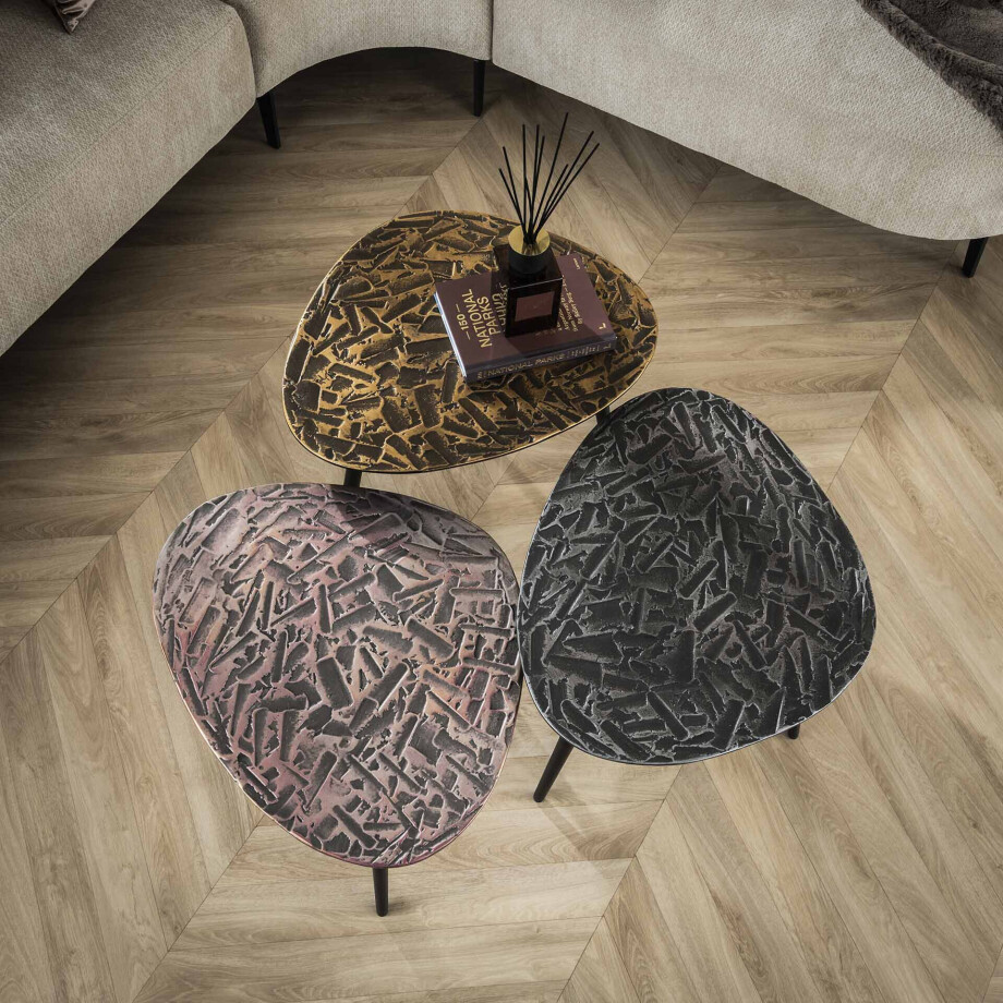 LifestyleFurn Organische Salontafel 'Renée' Driehoekig, Set van 3 stuks afbeelding 1