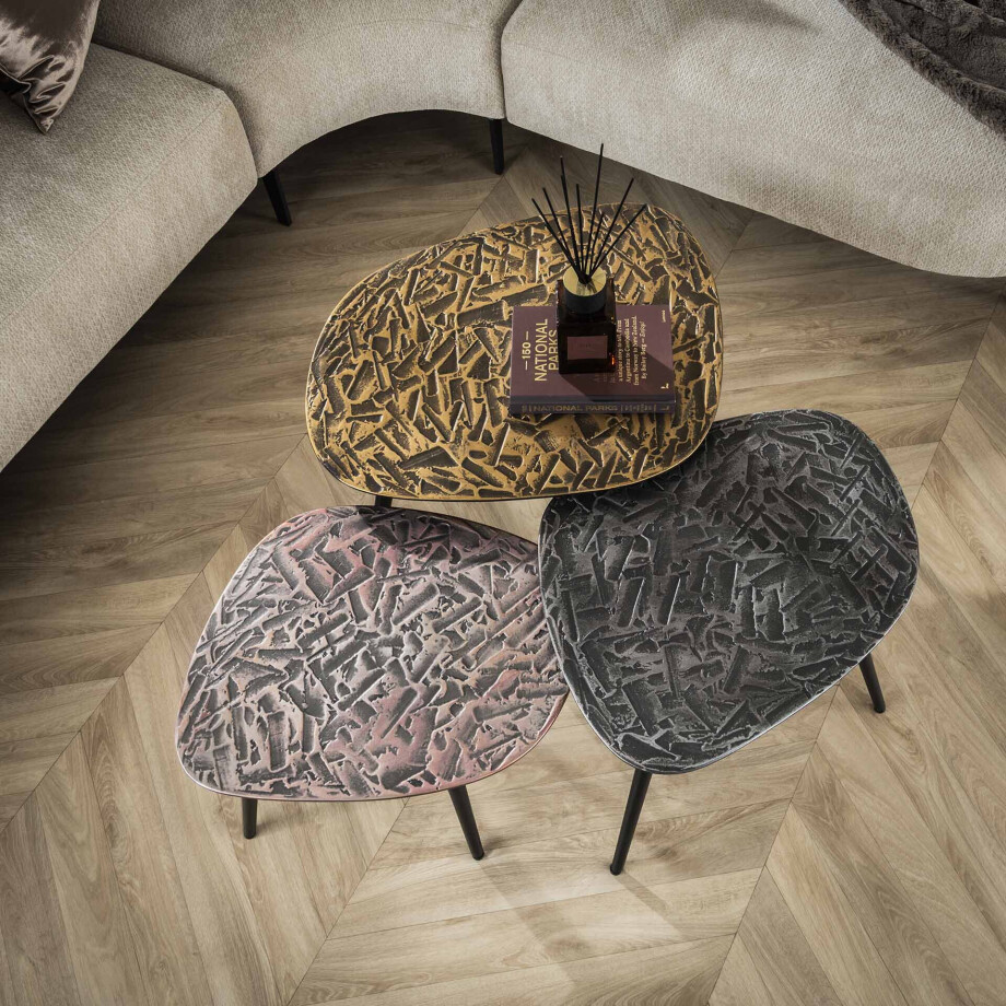 LifestyleFurn Organische Salontafel 'Renée' Vierhoekig, Set van 3 stuks afbeelding 1