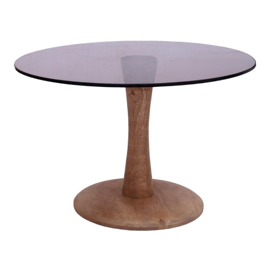 Brix Ronde Salontafel 'Faye' Glas en mangohout, 60cm afbeelding 