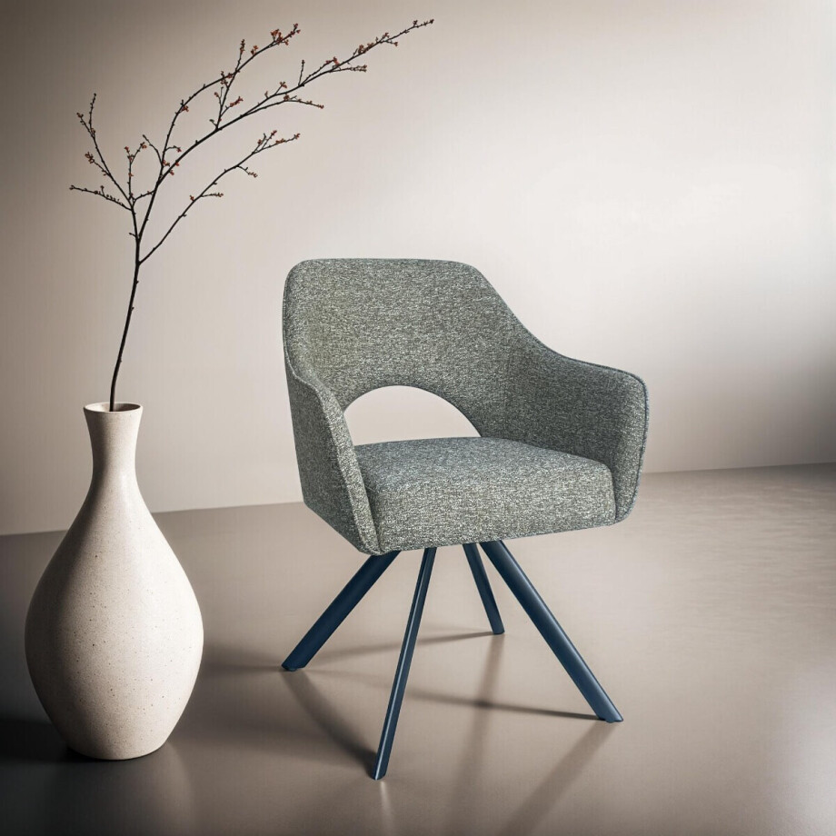 Livingfurn Draaibare Eetkamerstoel 'Helen' kleur Groen Livingfurn Draaibare Eetkamerstoel 'Helen' kleur Groen afbeelding 1