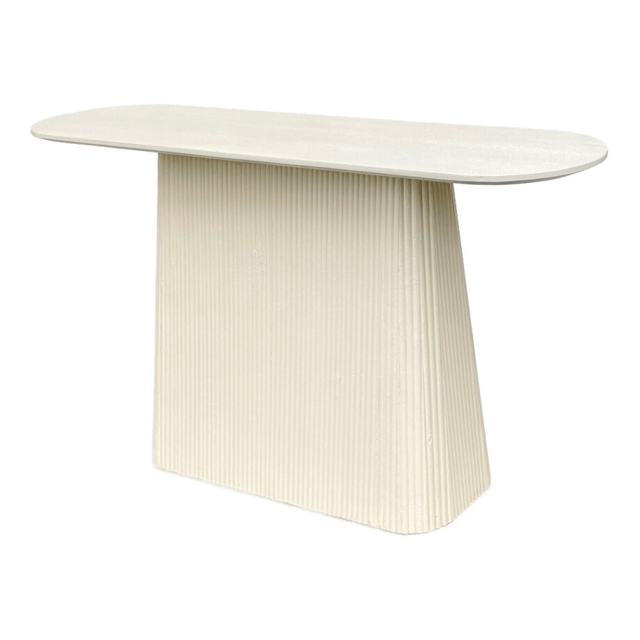 Sohome Ovale Sidetable 'Puck' Mangohout, 140cm, kleur Ivoor Sohome Ovale Sidetable 'Puck' Mangohout, 140cm, kleur Ivoor afbeelding