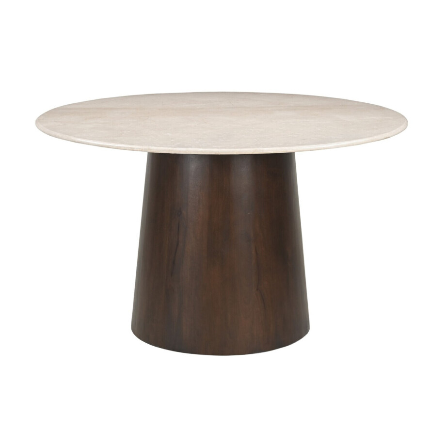 Sohome Ronde Eettafel 'Margred' Marmer en mangohout, 130cm afbeelding 