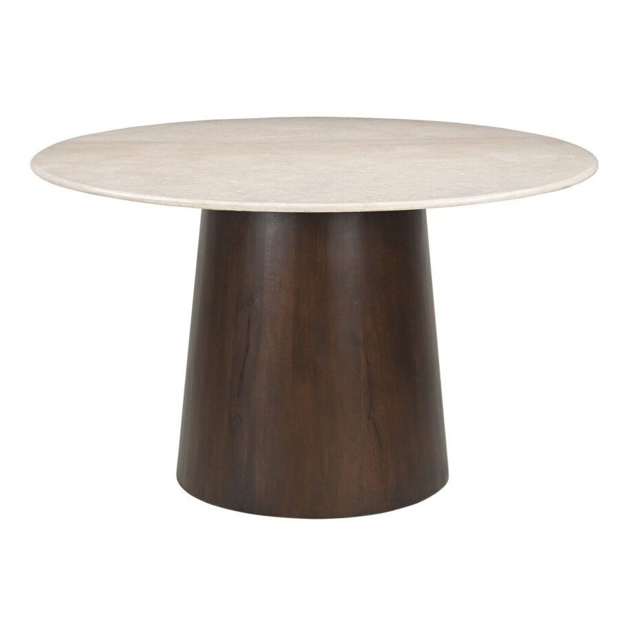 Brix Ronde Eettafel 'Bottecino' Marmer en mangohout, 130cm afbeelding 