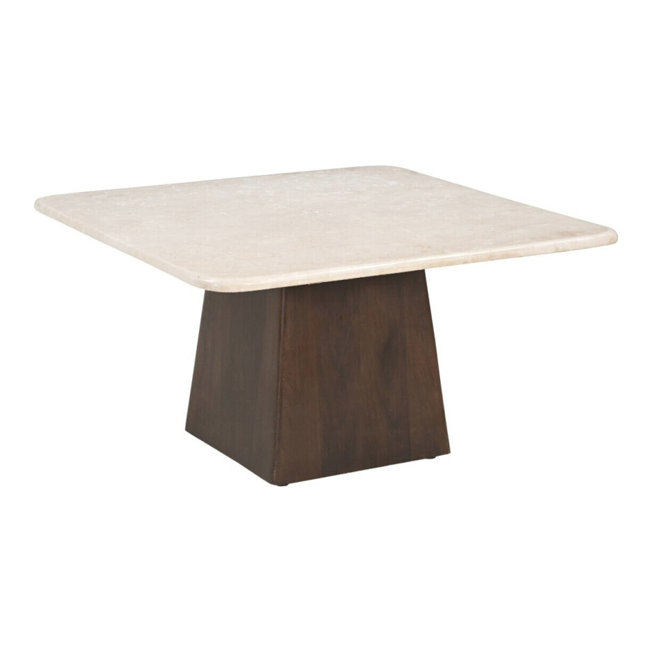 Sohome Vierkante Salontafel 'Margred' Marmer en mangohout, 75 x 75cm afbeelding 