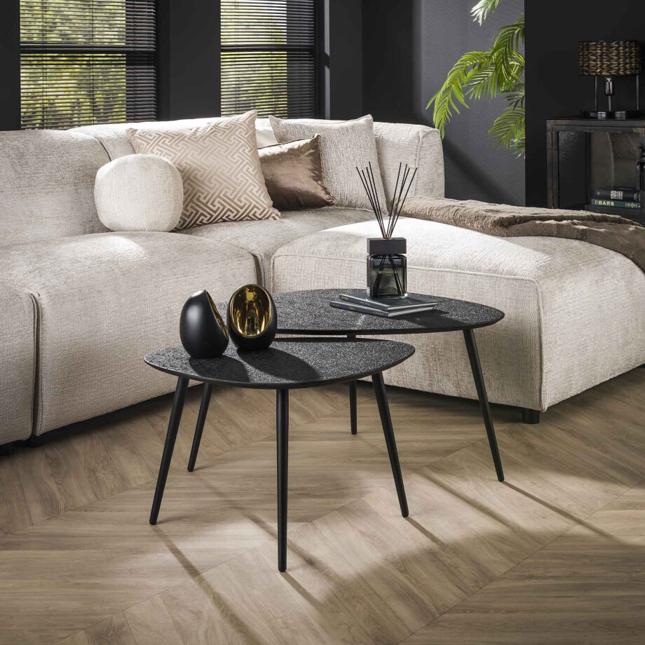 LifestyleFurn Organische Salontafel 'Thedore' Set van 2 stuks, kleur Zwart afbeelding 1