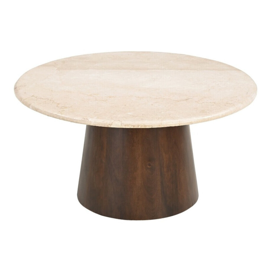 Brix Ronde Salontafel 'Bottecino' Marmer en mangohout, 75cm afbeelding 