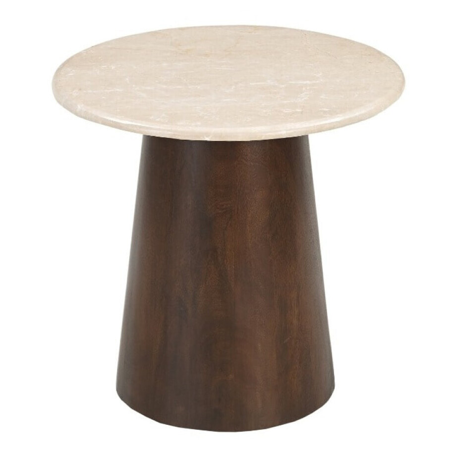 Brix Ronde Bijzettafel 'Bottecino' Marmer en mangohout, 45cm afbeelding 