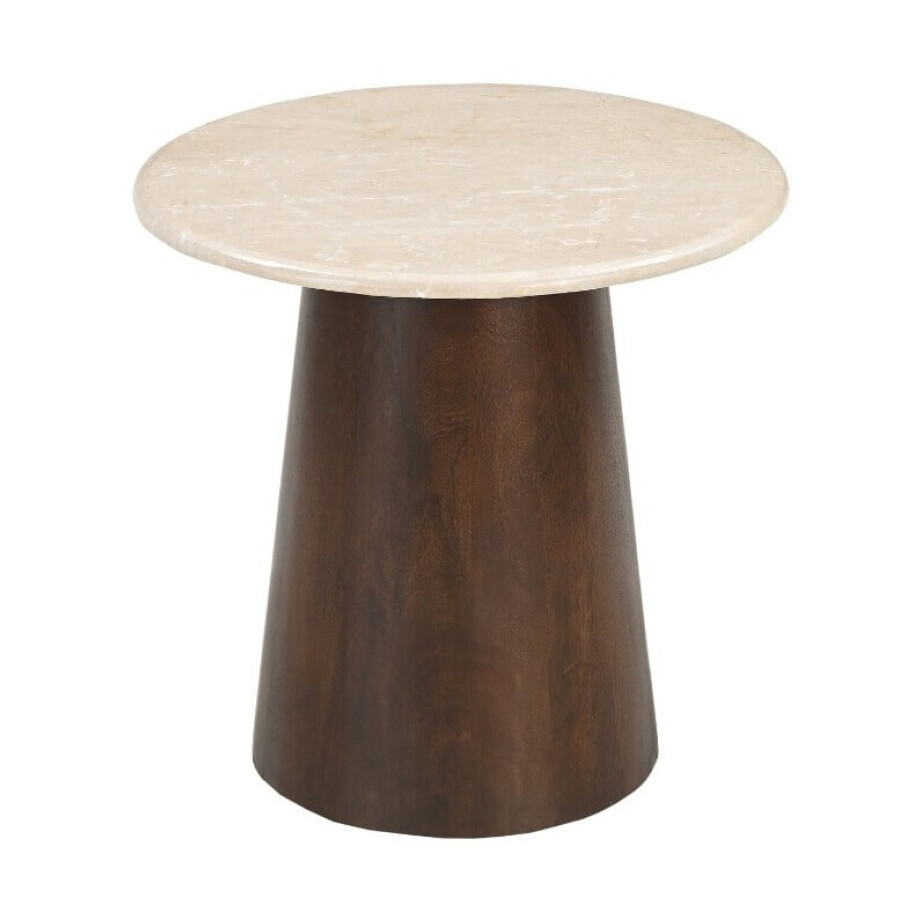 Sohome Ronde Bijzettafel 'Margred' Marmer en mangohout, 45cm afbeelding 