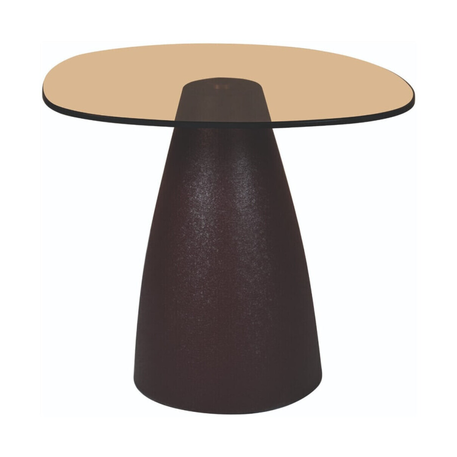Sohome Bijzettafel 'Jacky' Glas en gecoat staal, 50 x 43cm, kleur Bruin afbeelding 1
