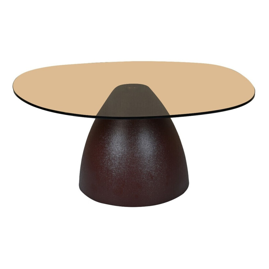 Sohome Organische Salontafel 'Jacky' Glas en gecoat staal, 86 x 76cm, kleur Bruin afbeelding 1