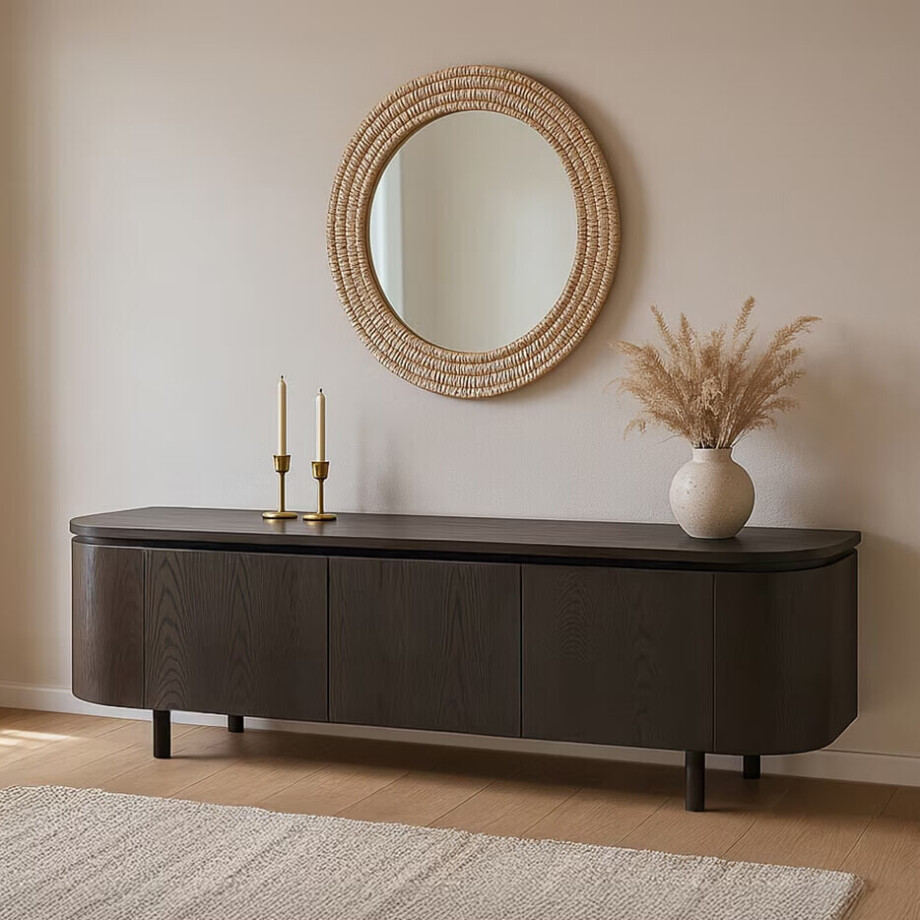 Livingfurn TV-meubel 'Tobago' Eiken, 170cm, kleur Espresso afbeelding 