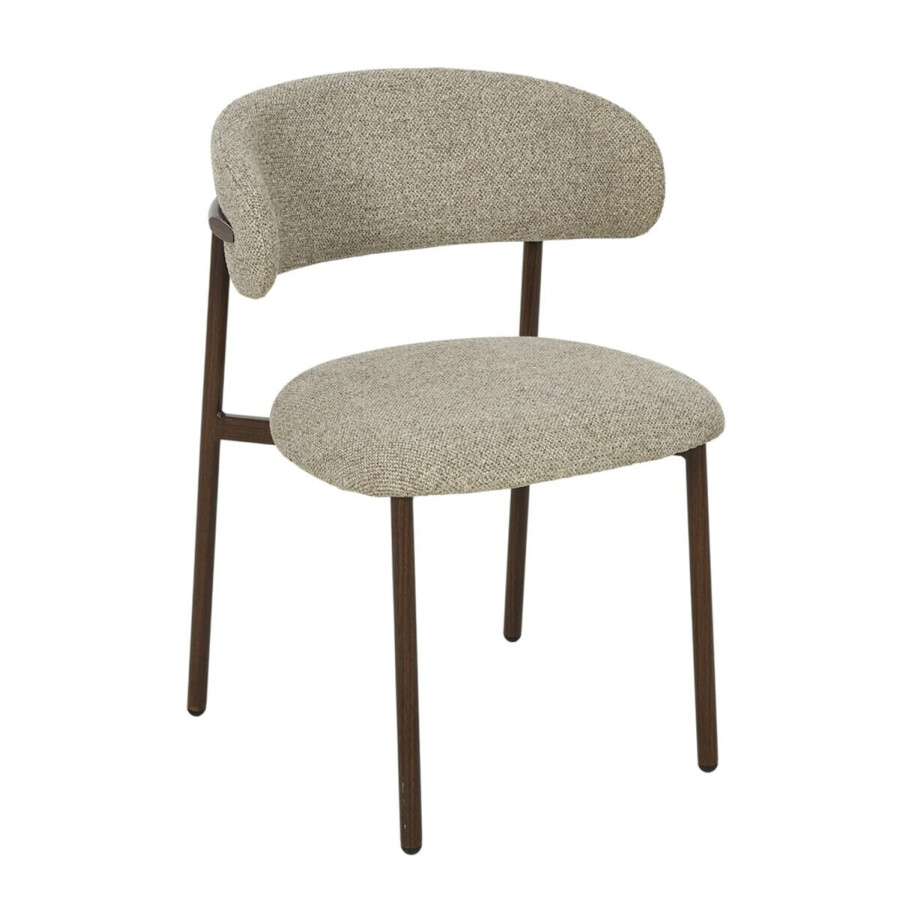 Livingfurn Eetkamerstoel 'Micah' Stof en hout, kleur Walnoot afbeelding 1