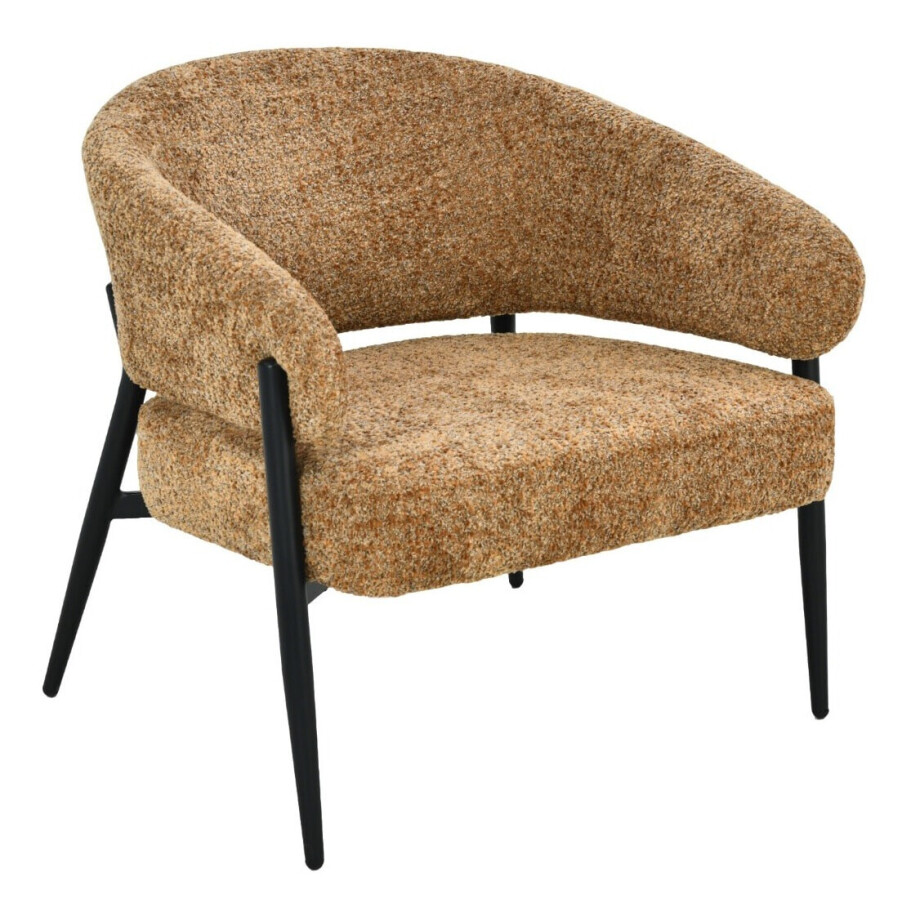 Livingfurn Fauteuil 'Dilan' Chenille, kleur Cognac afbeelding 1