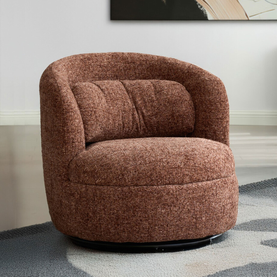 Livingfurn Draaifauteuil 'Britt' kleur Bordeaux afbeelding 1