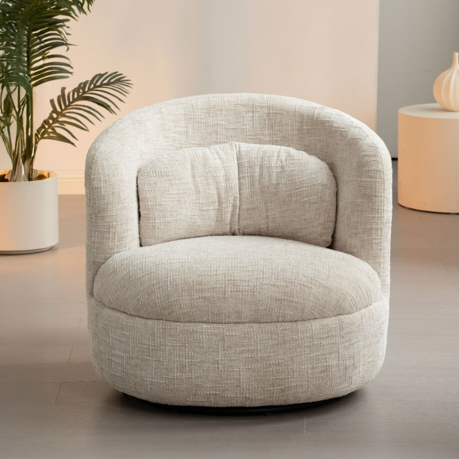 Livingfurn Draaifauteuil 'Britt' kleur Crème afbeelding 1