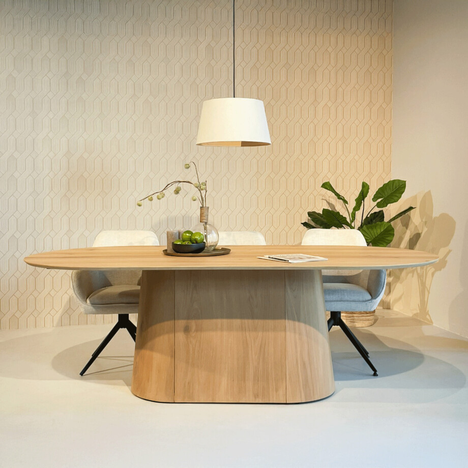 Livingfurn Ovale Eettafel 'Novero' Eiken, 200 x 110cm, kleur Naturel afbeelding 