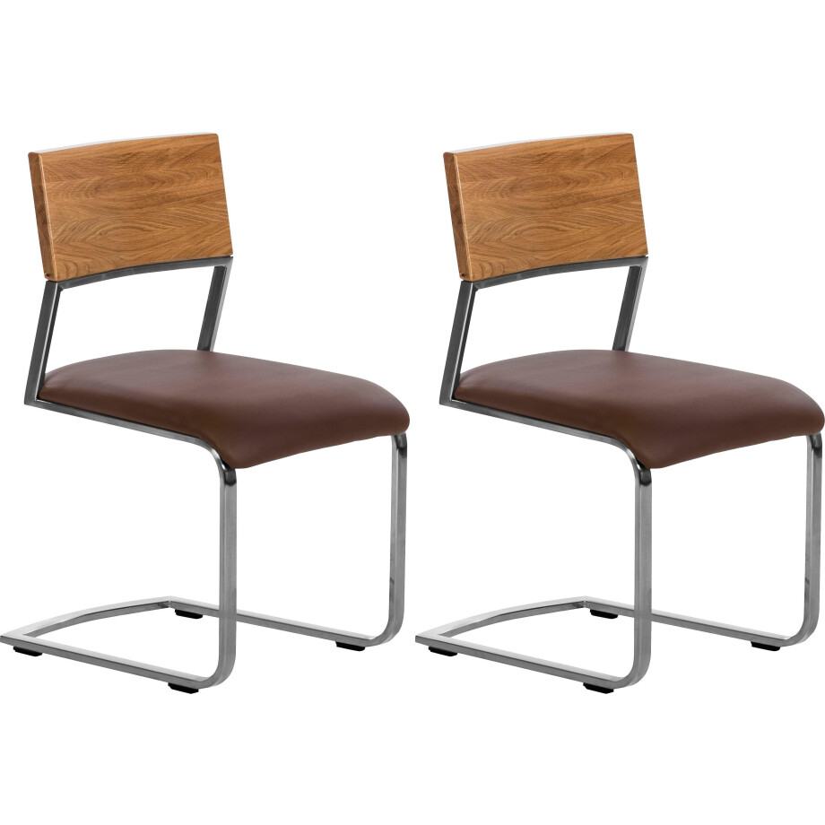 Places of Style Vrijdragende stoel Aurea gemaakt met massief wildeiken (set van 2) afbeelding 1