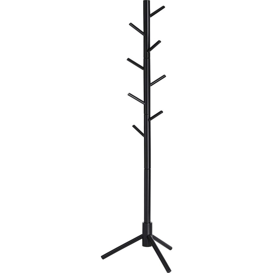 VASAGLE Kapstok, vrijstaand kledingrek, garderobe van massief hout, in boomvorm, met 8 haken, voor kleding, hoeden, tassen, hal, entree, zwart RCR004B01 afbeelding 1