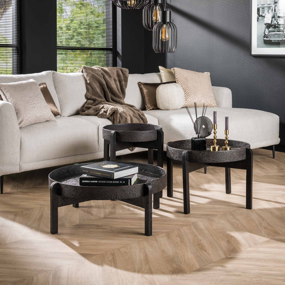 LifestyleFurn Salontafel 'Adrion' Set van 3 stuks, kleur Zwart afbeelding 1