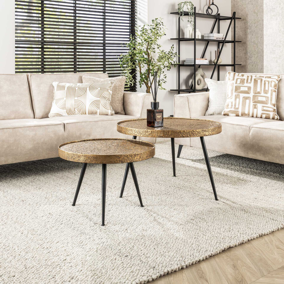 Salontafel 'Derrick', Metaal, Set van 2, kleur Antiek Brons Salontafel 'Derrick', Metaal, Set van 2, kleur Antiek Brons afbeelding 1