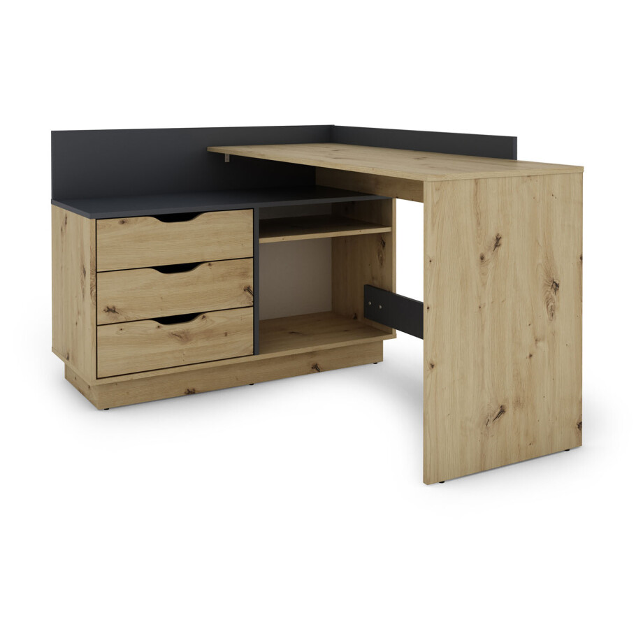 byLIVING Bureau Belfast (Ambachtelijk eiken/antraciet) afbeelding 1