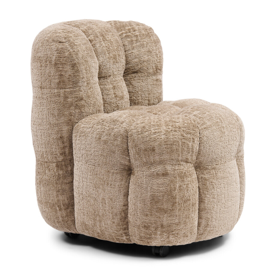 Rivièra Maison Eetkamerstoel 'Arosa' Op wielen, Chenille, kleur Taupe Rivièra Maison Eetkamerstoel 'Arosa' Op wielen, Chenille, kleur Taupe afbeelding 1