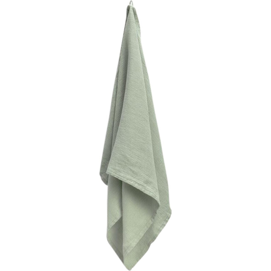 Yumeko handdoek gewassen linnen wafel mistig groen 50x100 - 1 st - Biologisch & ecologisch afbeelding 1