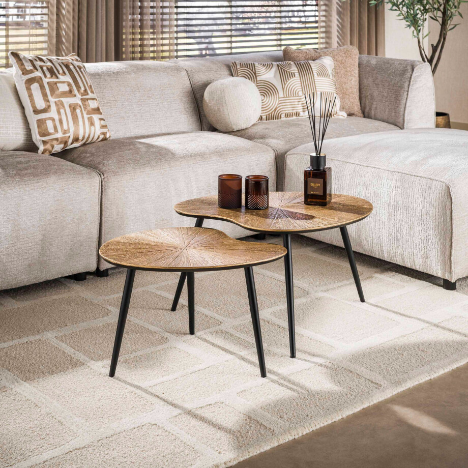 Salontafel Ray niervormig set van 2 Ray antiek goud Salontafel Ray niervormig set van 2 Ray antiek goud afbeelding 1