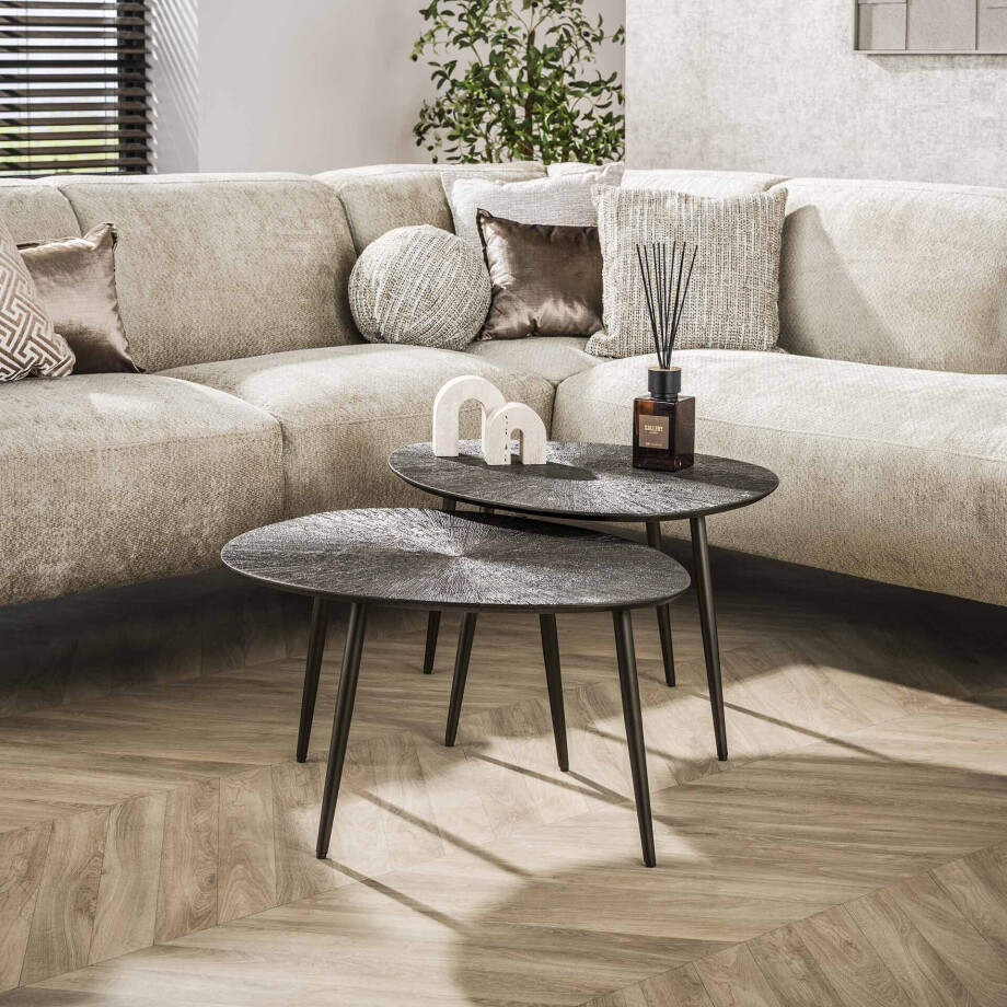 LifestyleFurn Organische Salontafel 'Teara' Ray Metal finish, Set van 2 stuks afbeelding 1