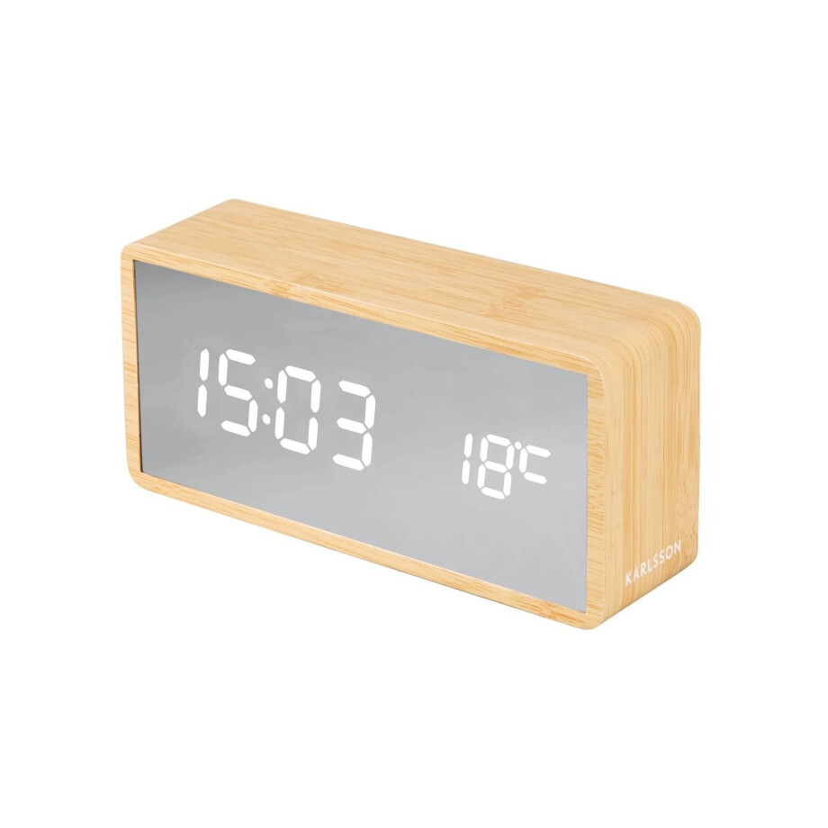 Alarmklok Silver Wandspiegel LED | KARLSSON afbeelding 1