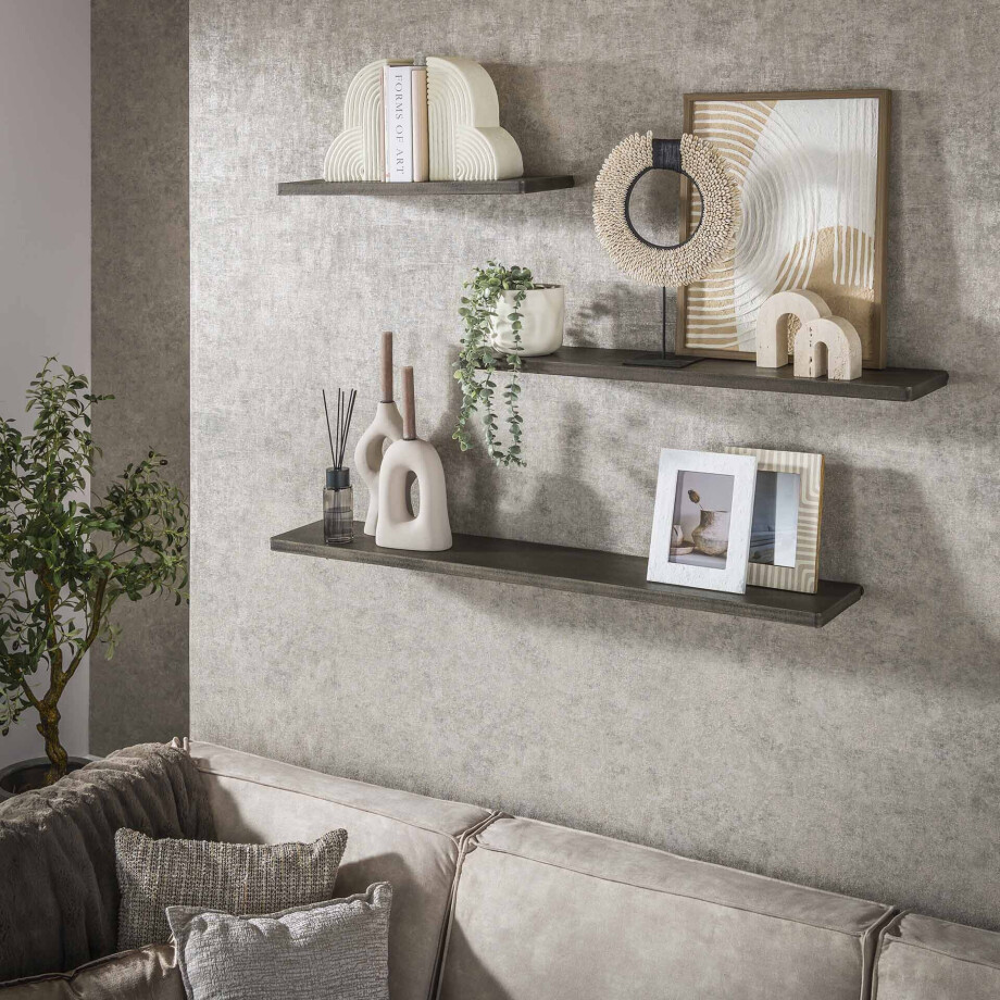 LifestyleFurn Wandplank 'Dishon' Antiek Brass, Set van 3 stuks LifestyleFurn Wandplank 'Dishon' Antiek Brass, Set van 3 stuks afbeelding 1