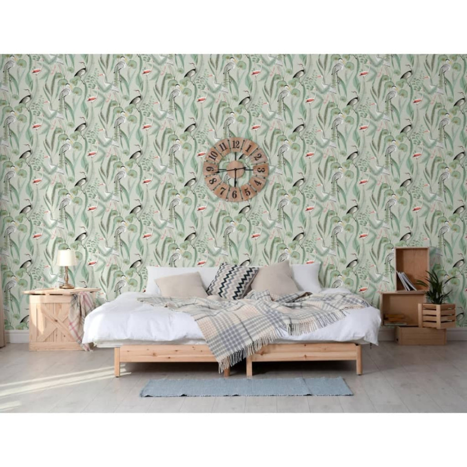 DUTCH WALLCOVERINGS Behang Flamingo mintkleurig afbeelding 1