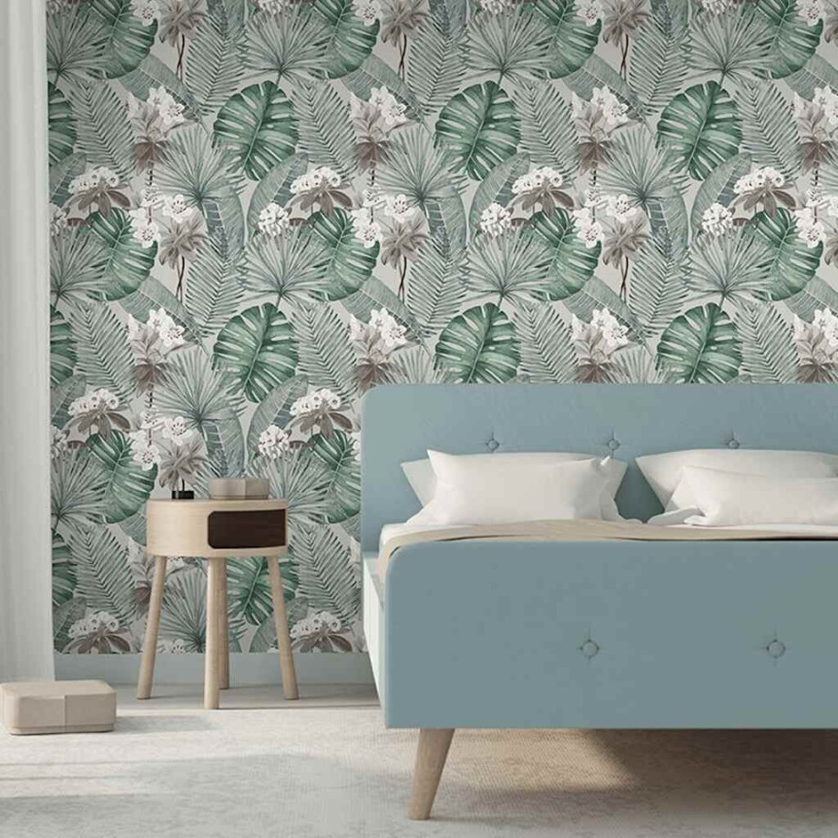 DUTCH WALLCOVERINGS Behang Eden grijs en lichtgroen DUTCH WALLCOVERINGS Behang Eden grijs en lichtgroen afbeelding 1
