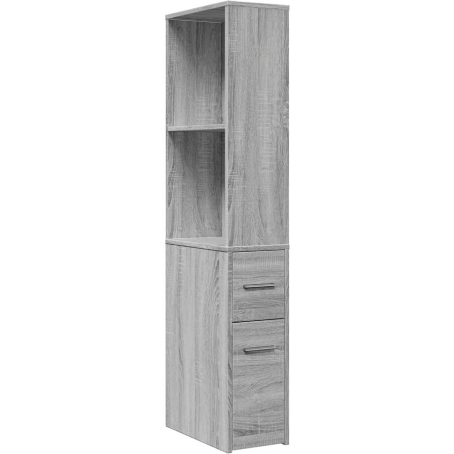 vidaXL - Badkamerkast - smal - met - wielen - bewerkt - hout - grijs - sonoma - eiken afbeelding 1