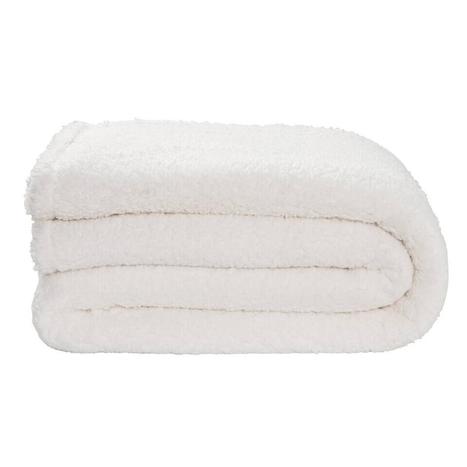 Leen Bakker - Sprei Teddy - Off-white - 240x220 Cm - Polyester - Crème Leen Bakker - Sprei Teddy - Off-white - 240x220 Cm - Polyester - Crème afbeelding 1