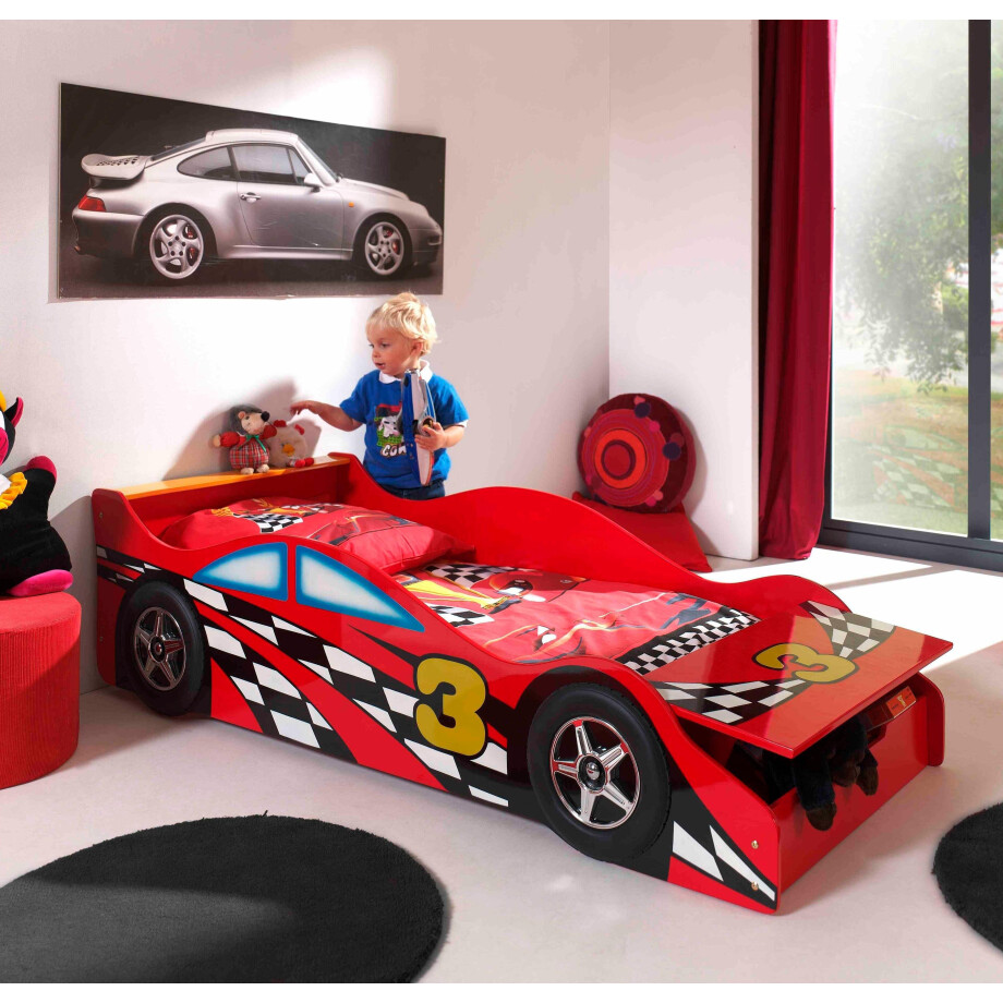 Vipack Kinderledikant Autobed, raceauto-bed met lattenbodem afbeelding 1