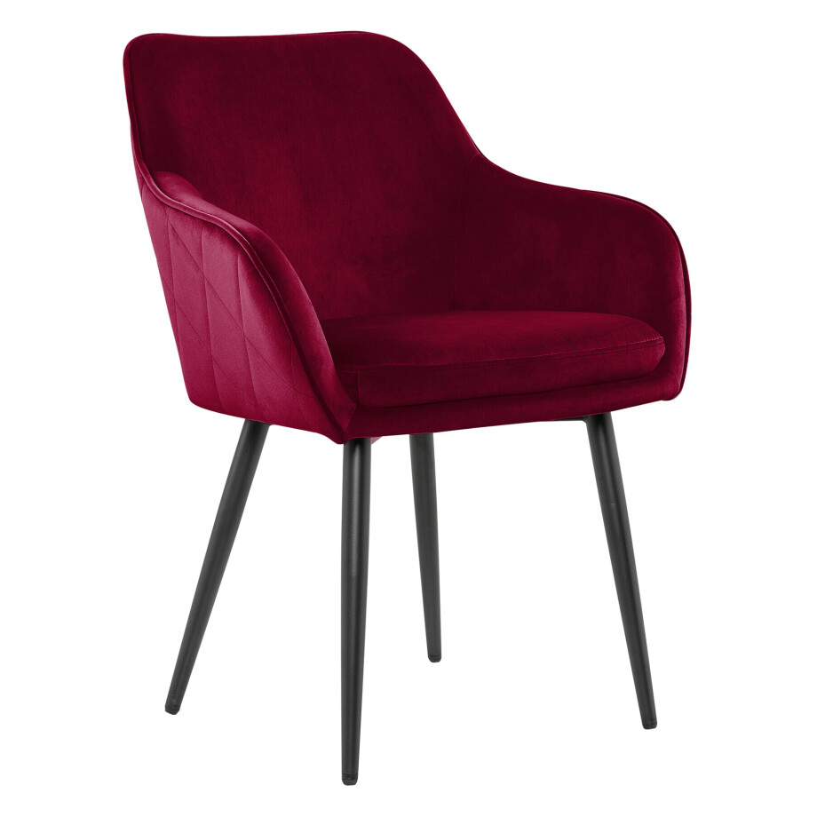 Artistiq Eetkamerstoel 'Juna' Velvet, kleur rood Artistiq Eetkamerstoel 'Juna' Velvet, kleur rood afbeelding 1