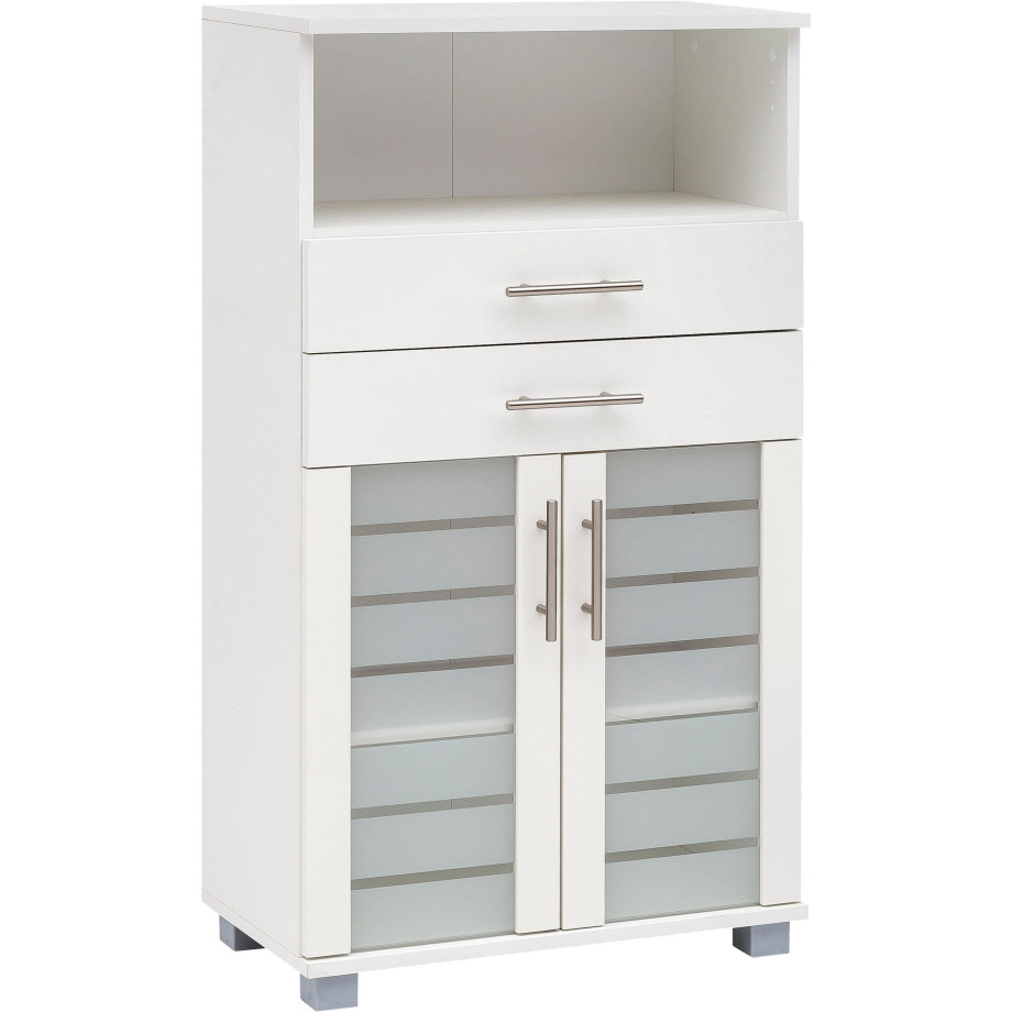 Schildmeyer Halfhoge kast Nikosia Breedte 60 cm, met glasdeuren, 2 laden, mdf-fronten, metalen grepen afbeelding 1