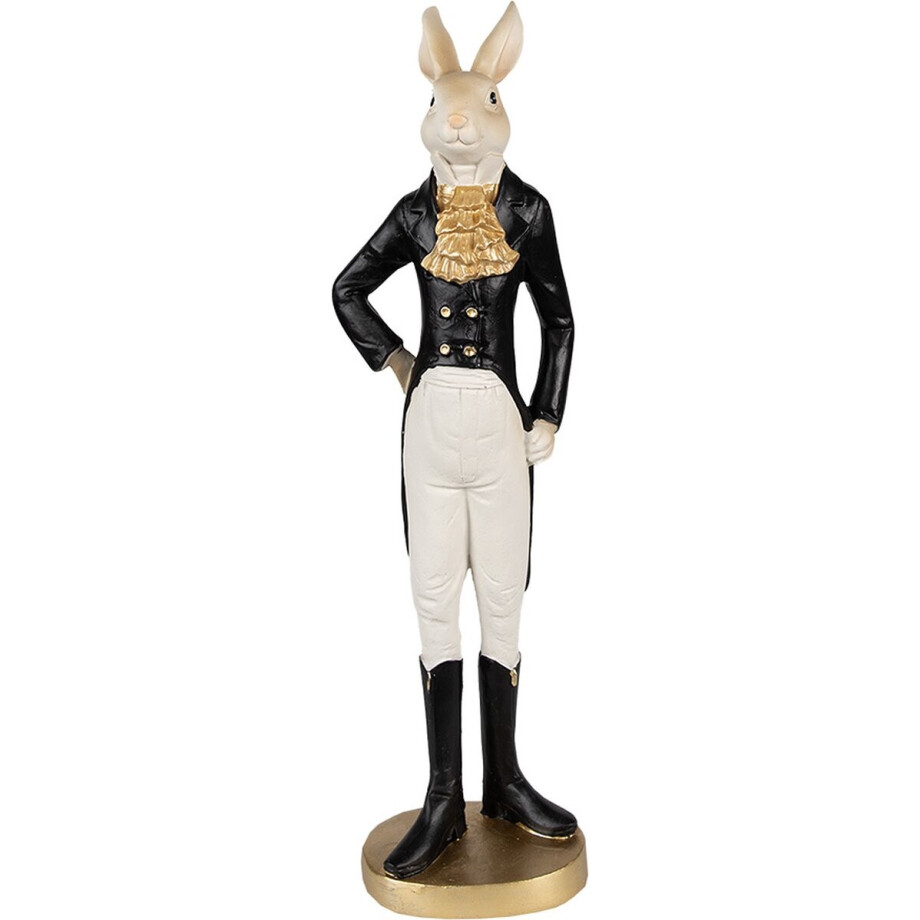 Clayre & Eef Beeld Konijn 20 cm Beige Zwart Polyresin afbeelding 1