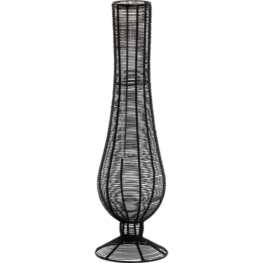 Light&living Vaas Ø17x50 cm TUPURI mat zwart-glas helder afbeelding 1