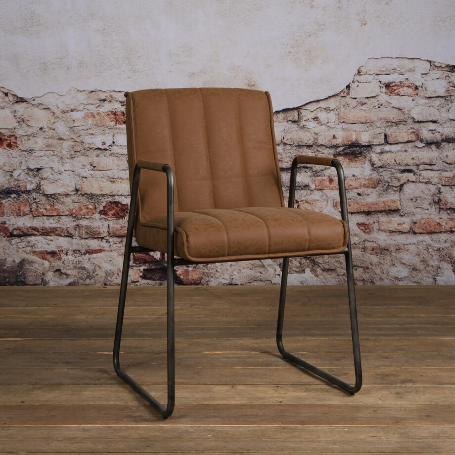Tower Living Eetkamerstoel 'Santo' met armleuning, kleur Bruin afbeelding 1