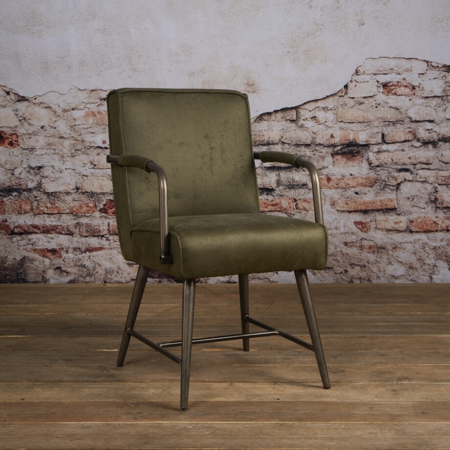 Tower Living Eetkamerstoel 'Belmonte' met armleuning, kleur groen Tower Living Eetkamerstoel 'Belmonte' met armleuning, kleur groen afbeelding 1