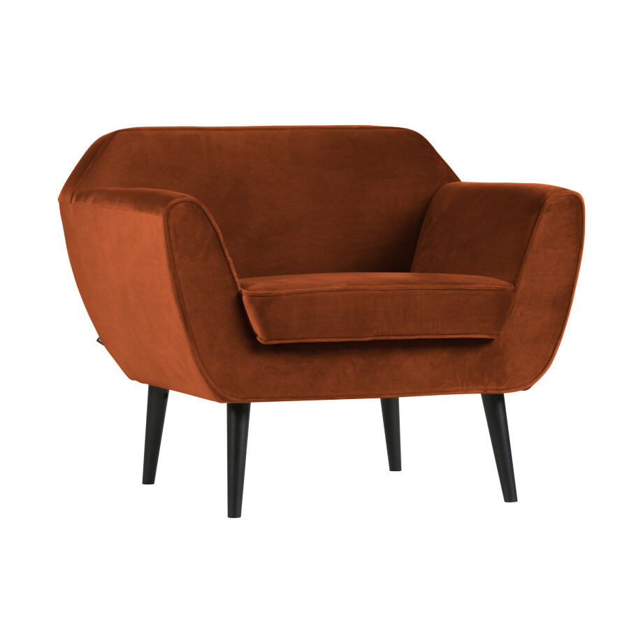 WOOOD Fauteuil 'Rocco' Velvet, kleur Roest WOOOD Fauteuil 'Rocco' Velvet, kleur Roest afbeelding 1