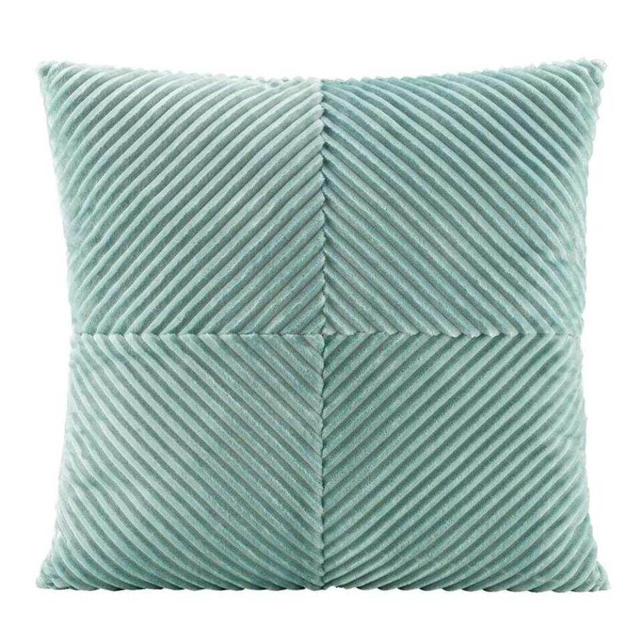 2e Halve Prijs Leen Bakker - Sierkussen Raf - Grijsgroen - 45x45 Cm - Polyester - Blauw#Groen afbeelding 1