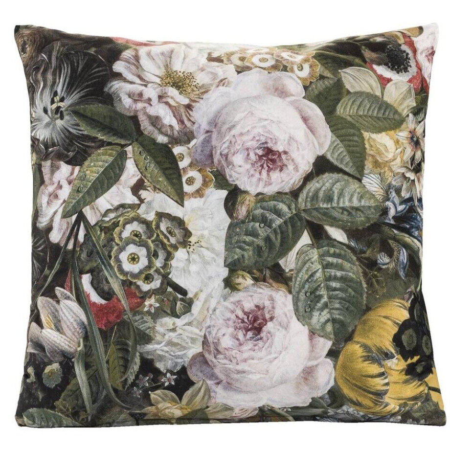 2e Halve Prijs Leen Bakker - Sierkussen Elna - Antraciet/geel - 45x45 Cm - Polyester - Grijs afbeelding 1