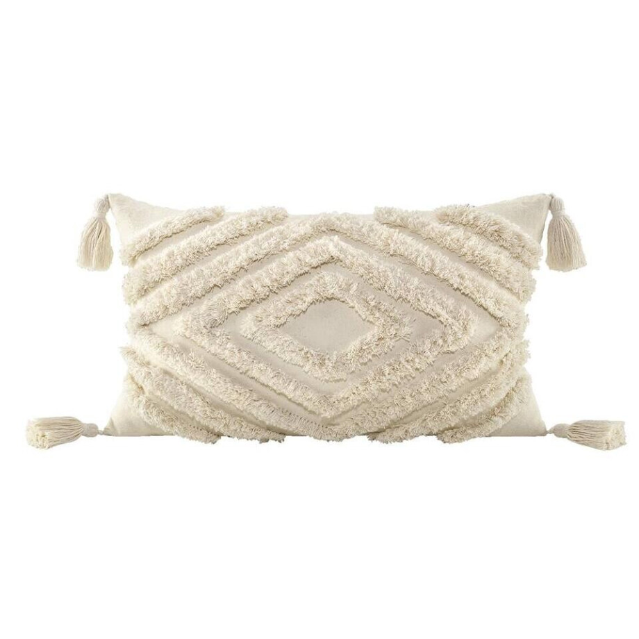 2e Halve Prijs Leen Bakker - Sierkussen Julin - Off-white - 30x50 Cm - Katoen - Wit afbeelding 1